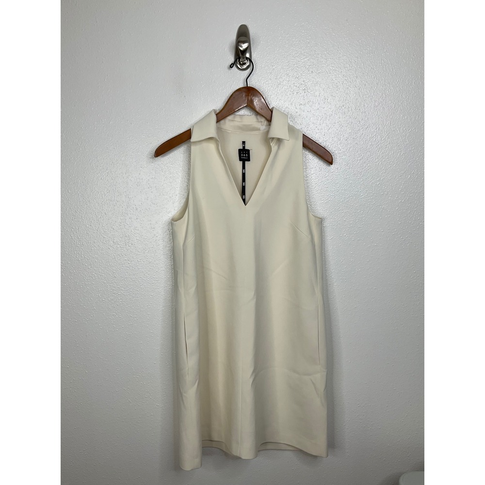 Marella Art. 365 Womens Cream Sleeveless V-Neck Collared Shift Dress Size 2